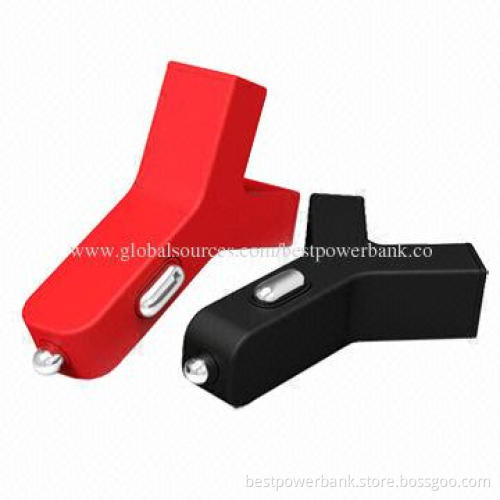 Stylish Rubber Coating Y-shaped Car Chargers with 5V, 2.1A Dual-USB Output